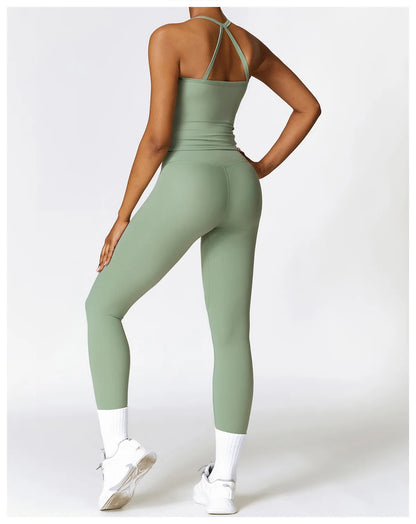 Strappy Crop Top & High-Waist Leggings Set