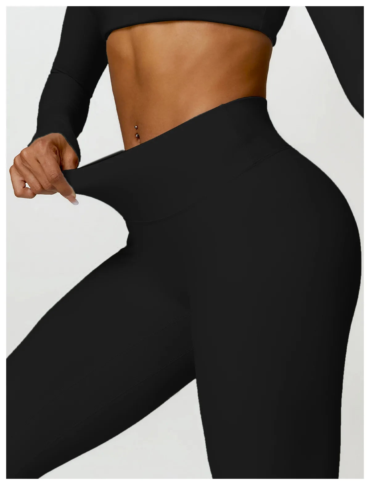 Long Sleeve  Crop Top & High-Waist Leggings Set