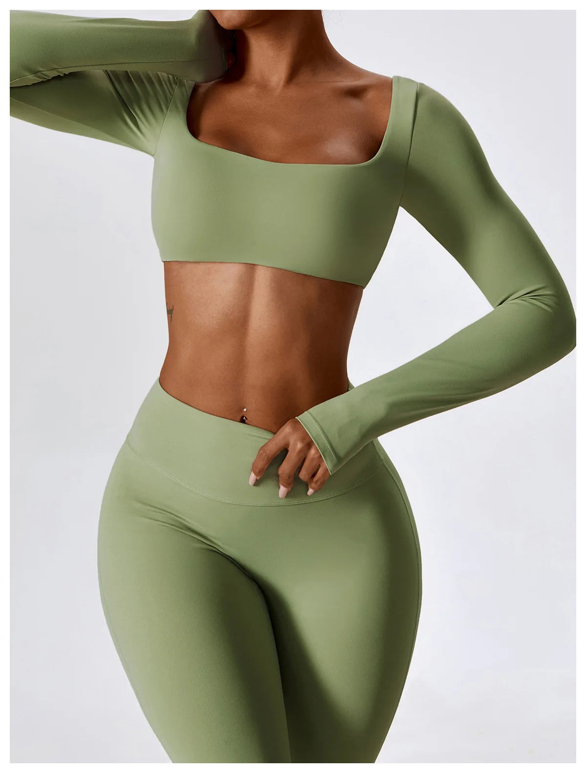 Long Sleeve Crop Top & High-Waist Wide-Leg Leggings