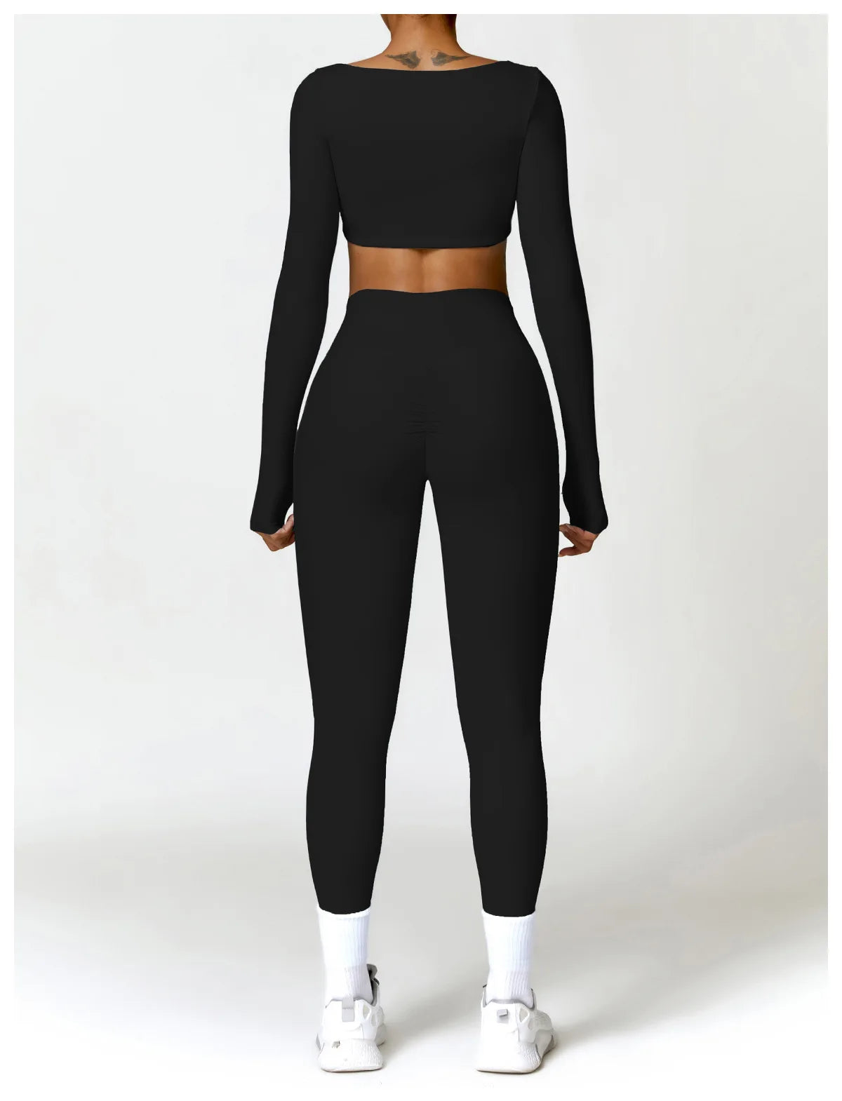 Long Sleeve  Crop Top & High-Waist Leggings Set