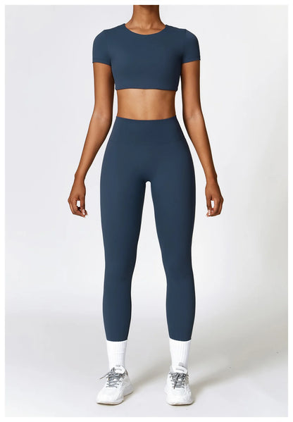 Seamless Crop Top & High-Waist Leggings Set