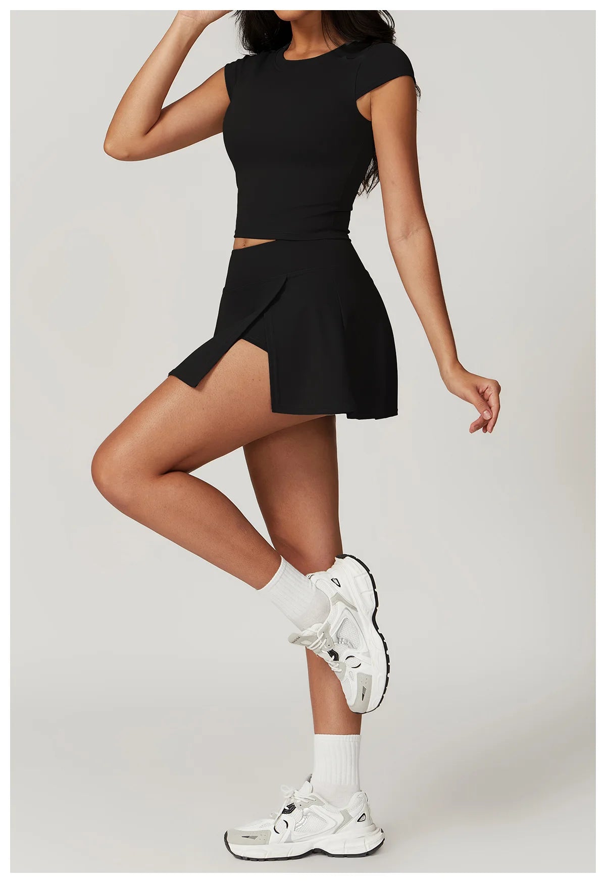 Push-Up Crop Top & High-Waist Skort Set