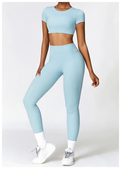 Seamless Crop Top & High-Waist Leggings Set