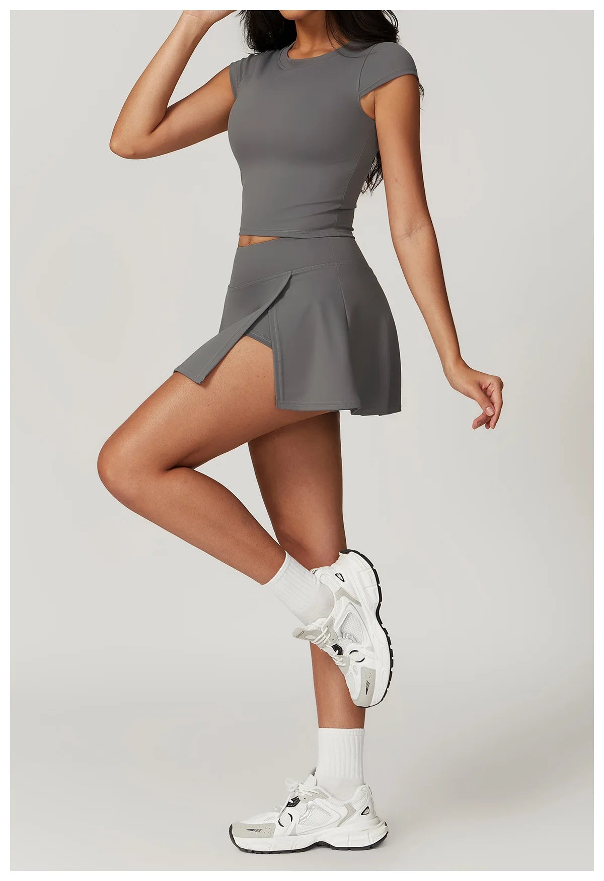 Push-Up Crop Top & High-Waist Skort Set