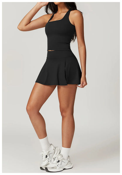 Push-Up Tank Top & High-Waist Skorts Set