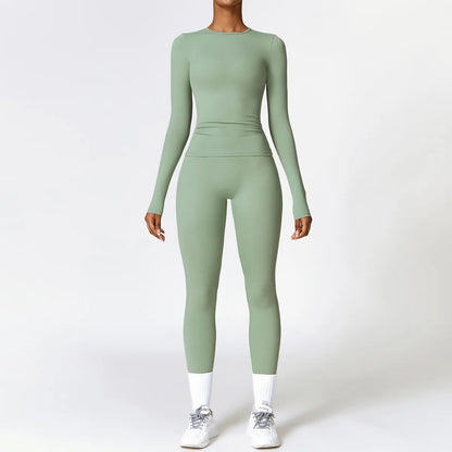 Long-Sleeve Crop Top & High-Waist Leggings Set