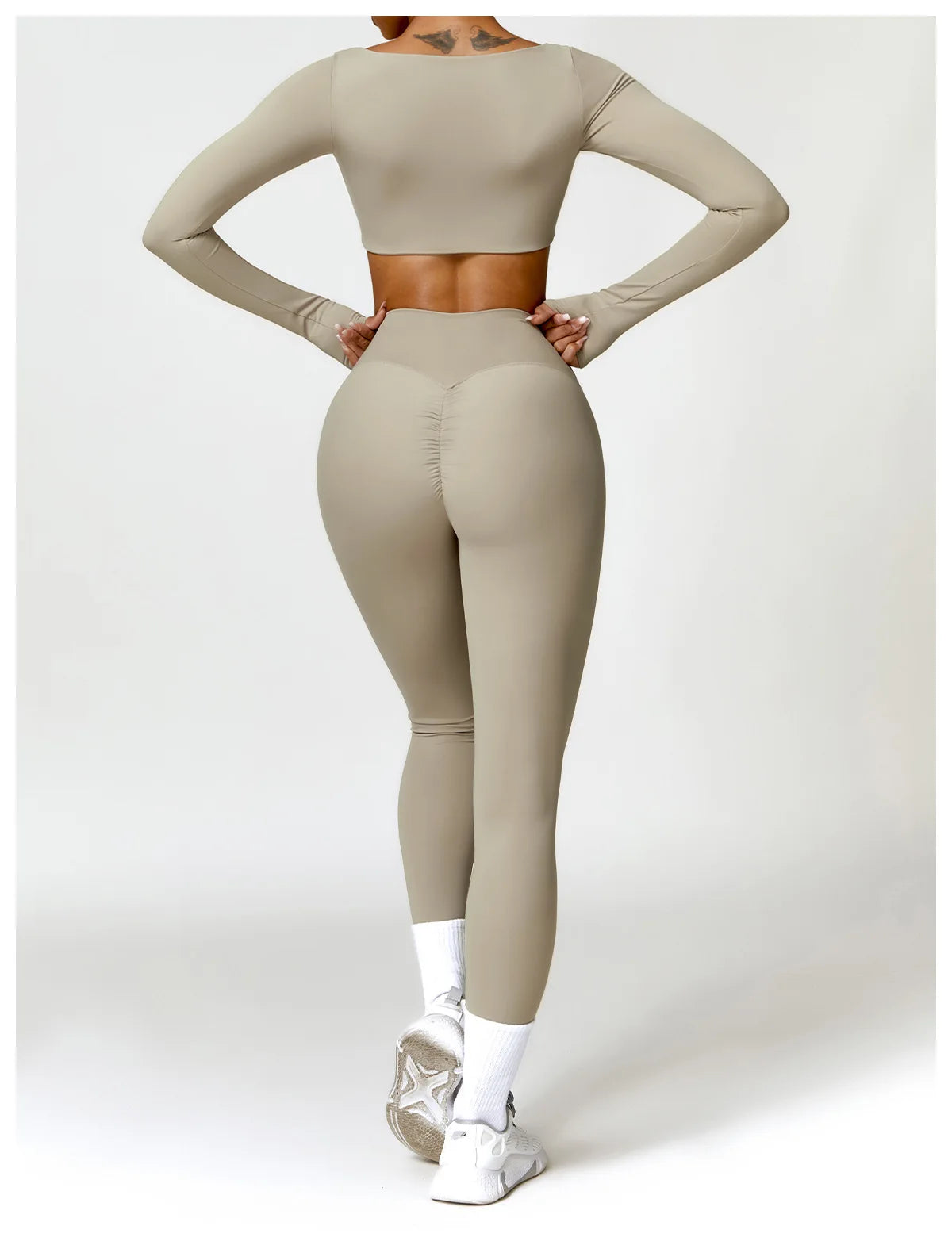 Long Sleeve  Crop Top & High-Waist Leggings Set