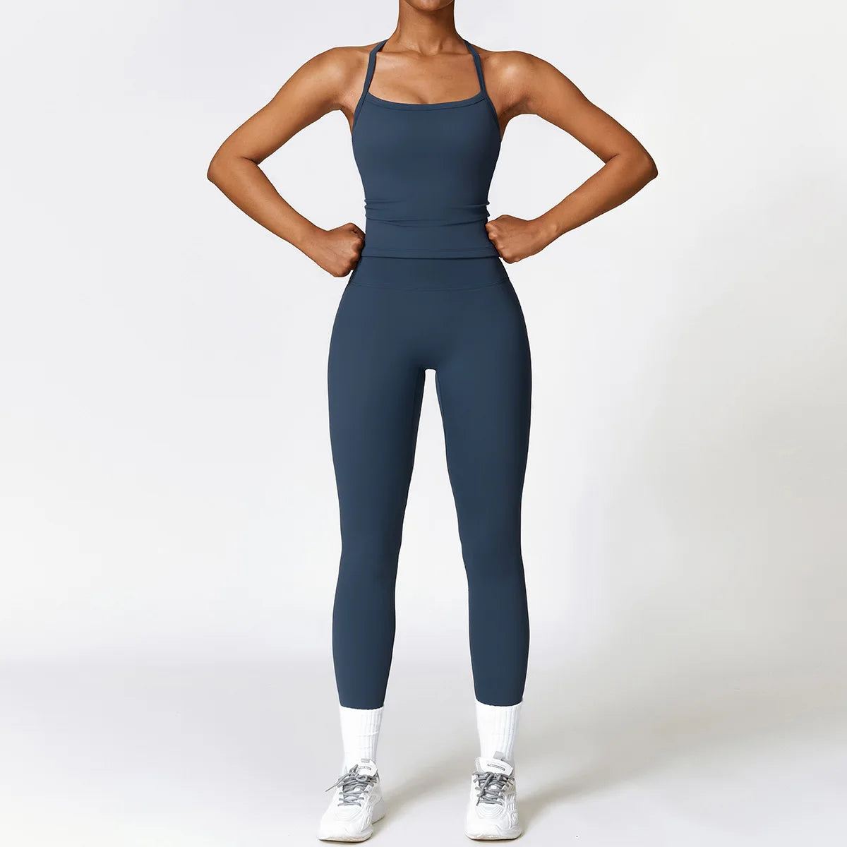 Strappy Crop Top & High-Waist Leggings Set