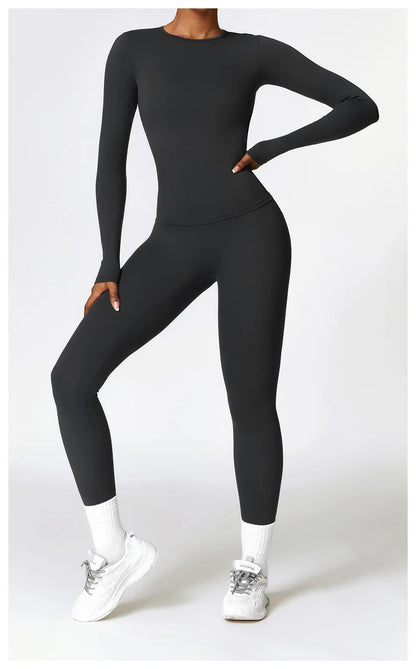 Long-Sleeve Crop Top & High-Waist Leggings Set