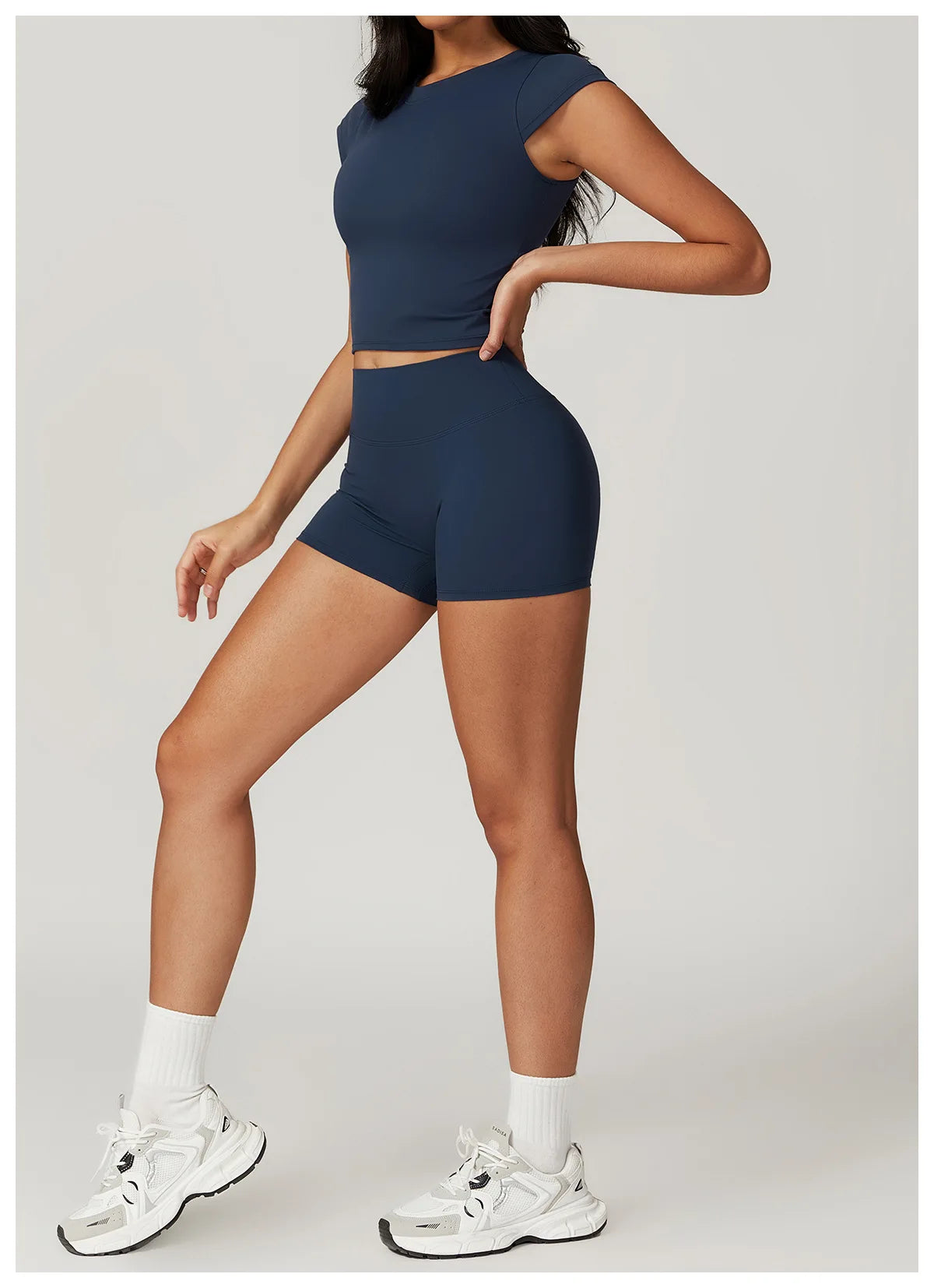 Push-Up Crop Top & High-Waist Shorts Set