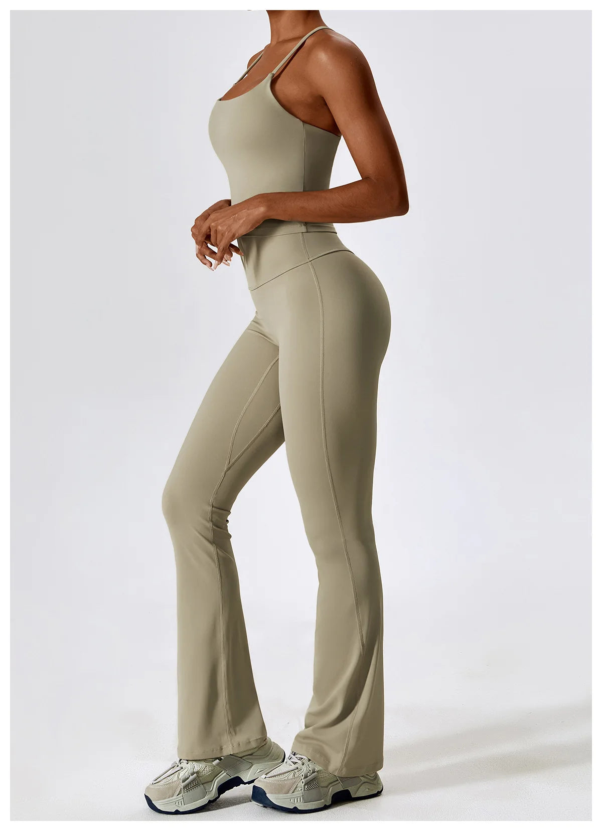 Strappy Padded Crop Top & High-Waist Wide-Leg Leggings