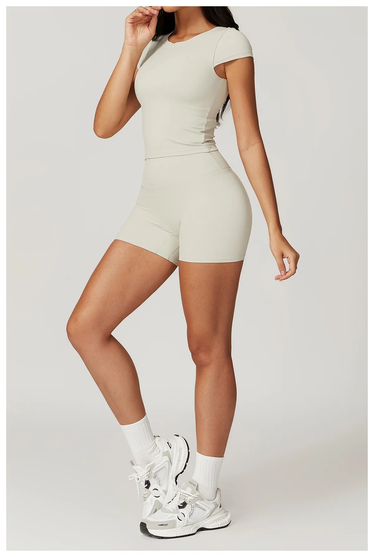 Push-Up Crop Top & High-Waist Shorts Set