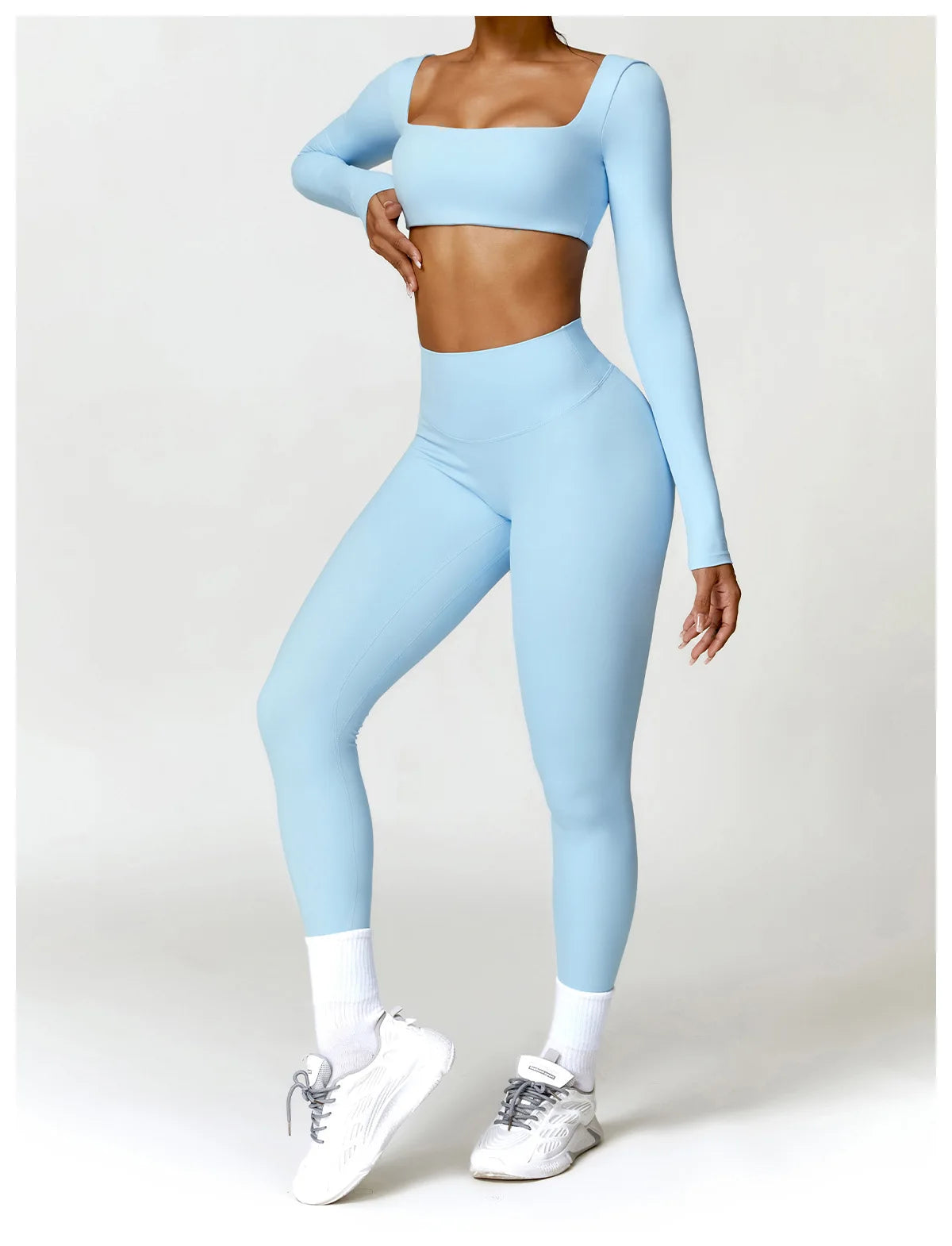 Long Sleeve  Crop Top & High-Waist Leggings Set