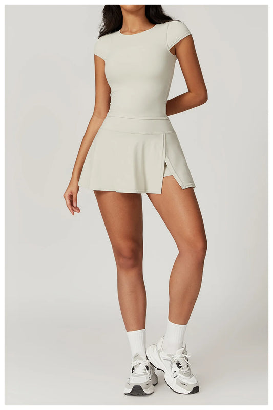 Push-Up Crop Top & High-Waist Skort Set