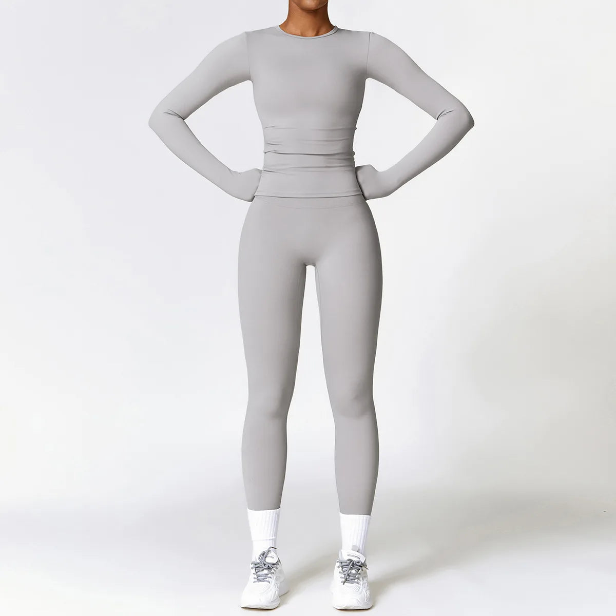 Long-Sleeve Crop Top & High-Waist Leggings Set