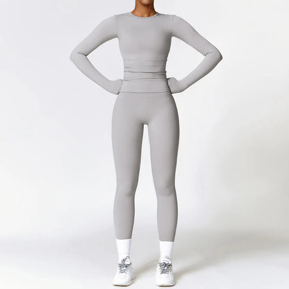 Long-Sleeve Crop Top & High-Waist Leggings Set