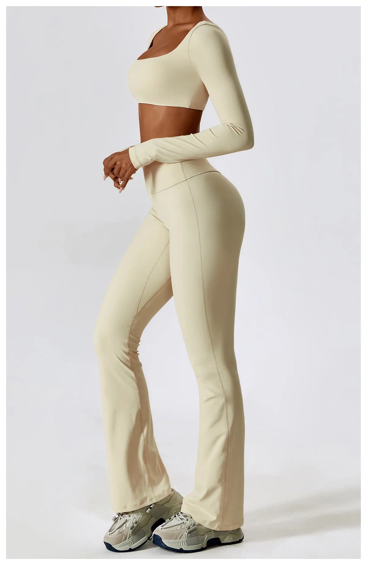 Long Sleeve Crop Top & High-Waist Wide-Leg Leggings