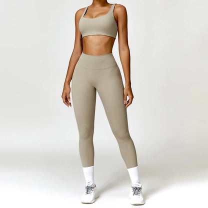 Strappy Padded Bra & High-Waist Leggings Set