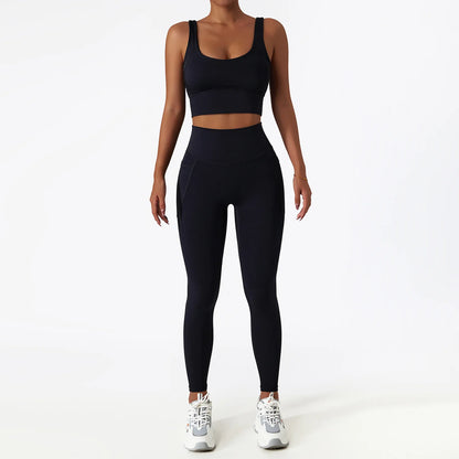 Women's Seamless High-Waist Leggings & Sports Bra Set