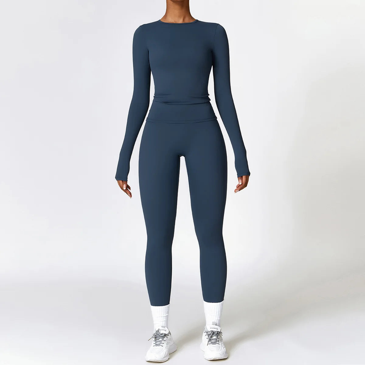 Long-Sleeve Crop Top & High-Waist Leggings Set