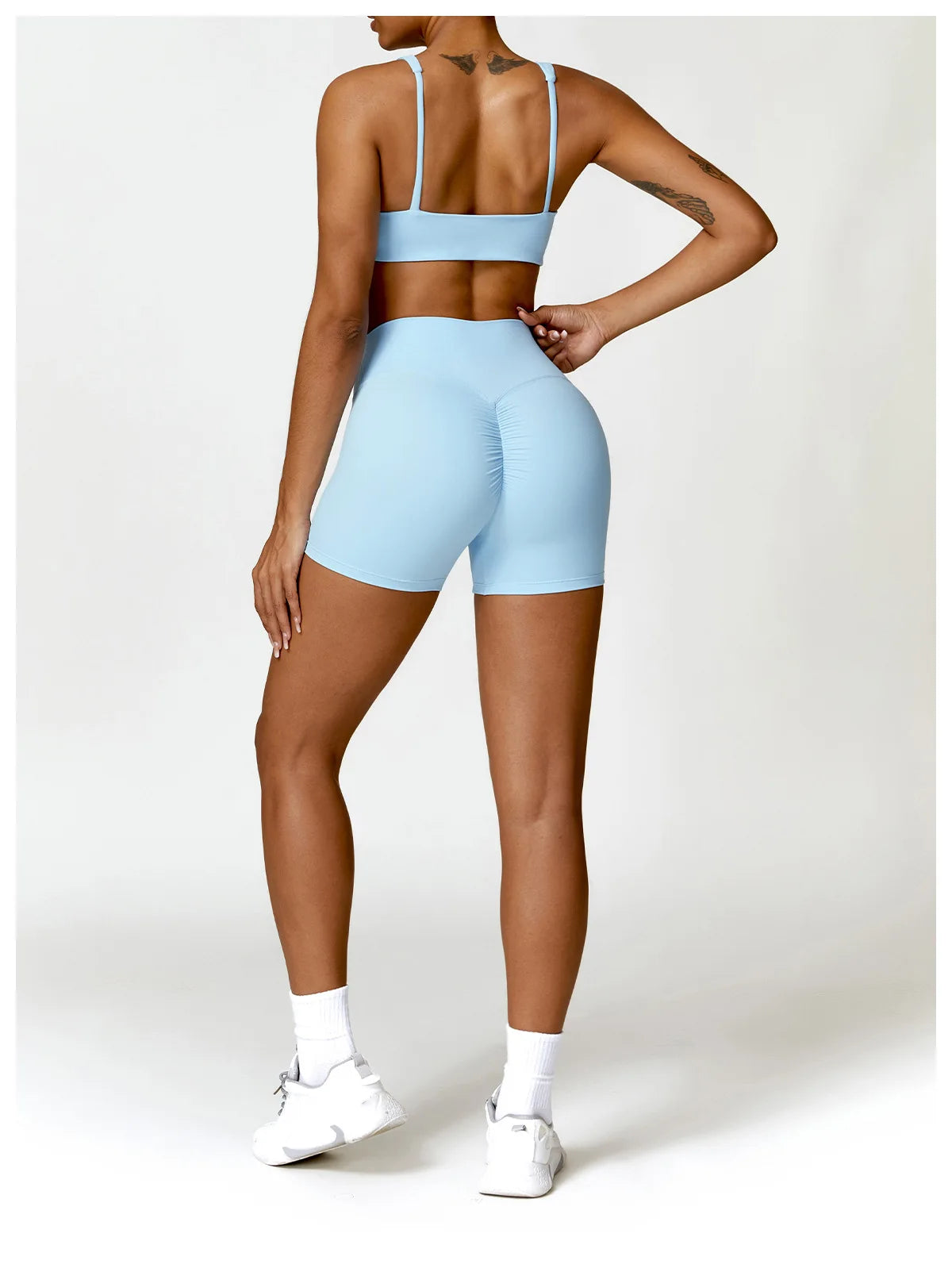 Strappy Padded Bra & High-Waist Shorts Set