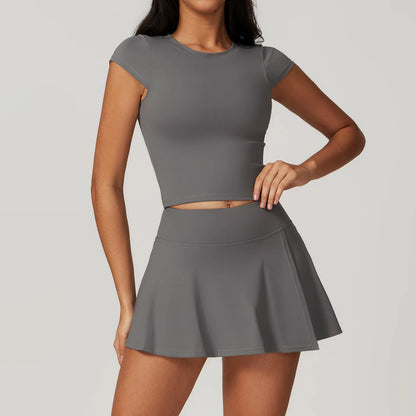 Push-Up Crop Top & High-Waist Skort Set