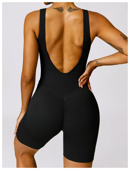 Women's Seamless High-Stretch V-Back Sports Jumpsuit