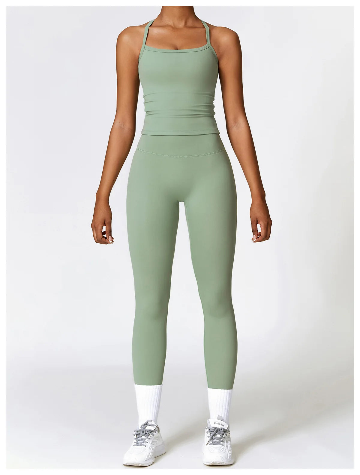 Strappy Crop Top & High-Waist Leggings Set