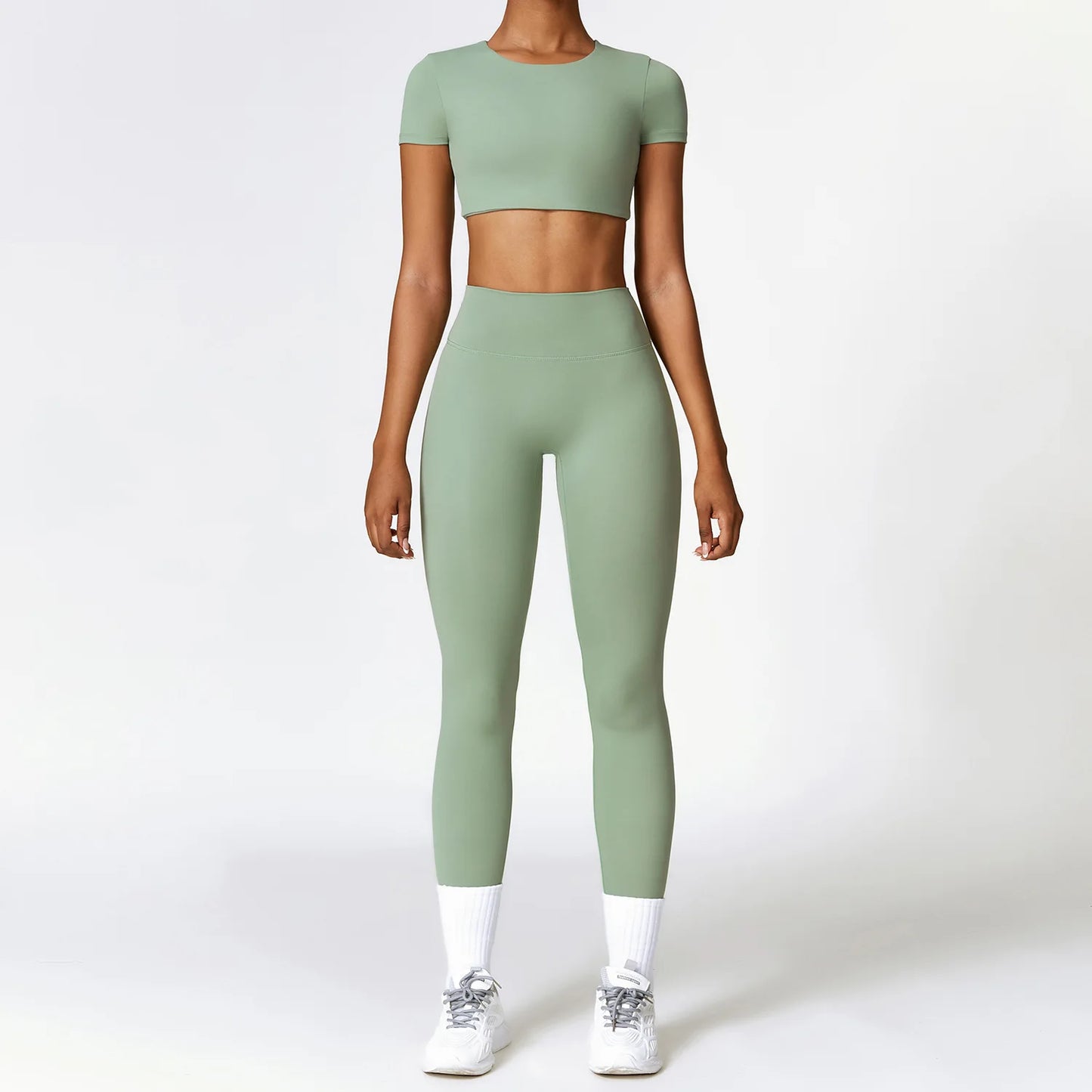 Seamless Crop Top & High-Waist Leggings Set