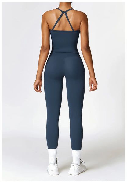 Strappy Crop Top & High-Waist Leggings Set