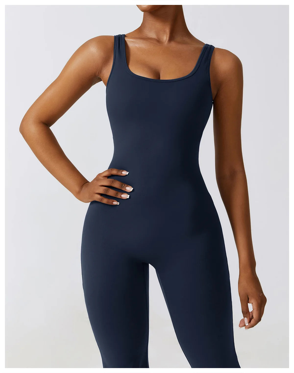 Women's V-Back Padded Flared Sports Jumpsuit