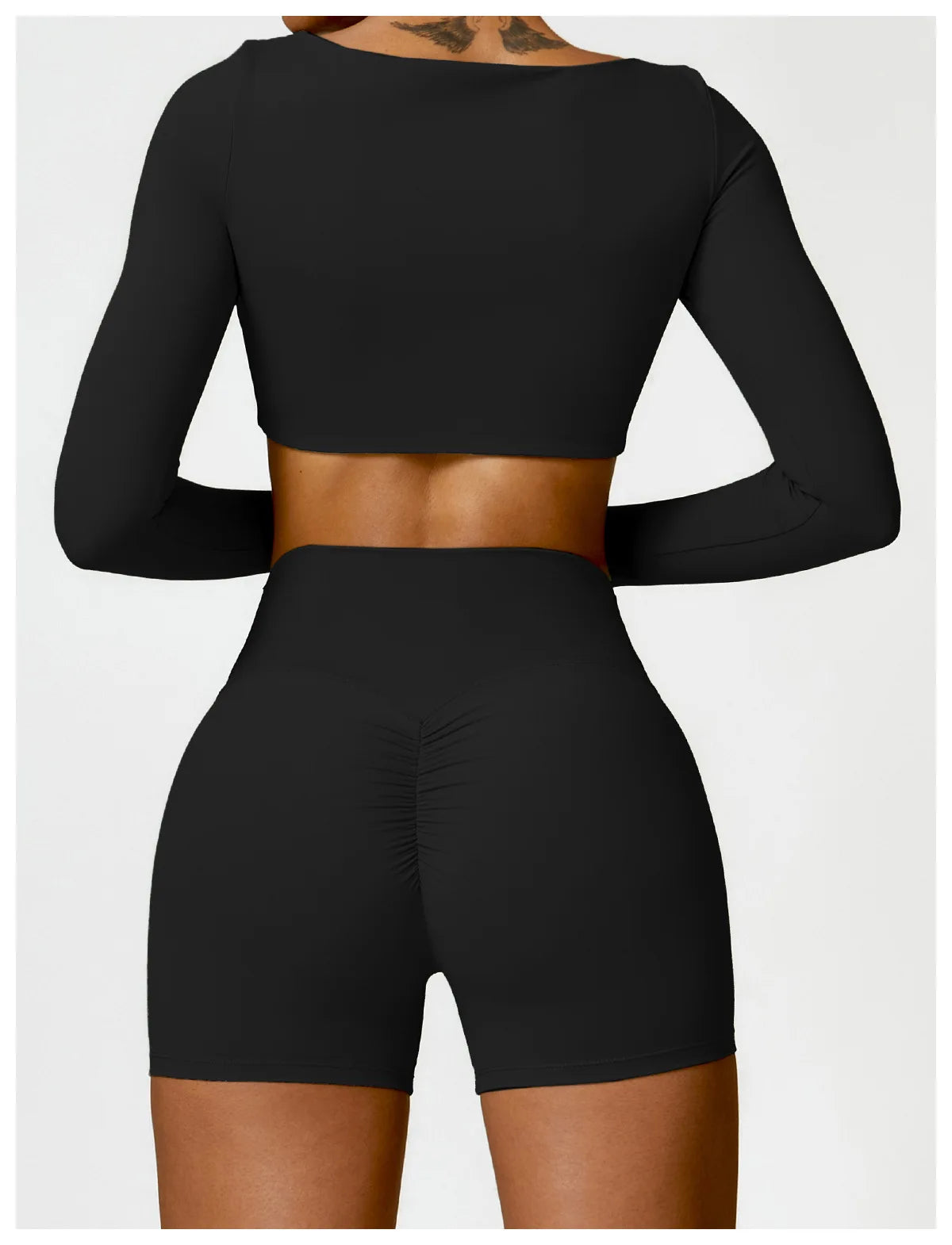 Long Sleeve Crop Top & High-Waist Shorts Set