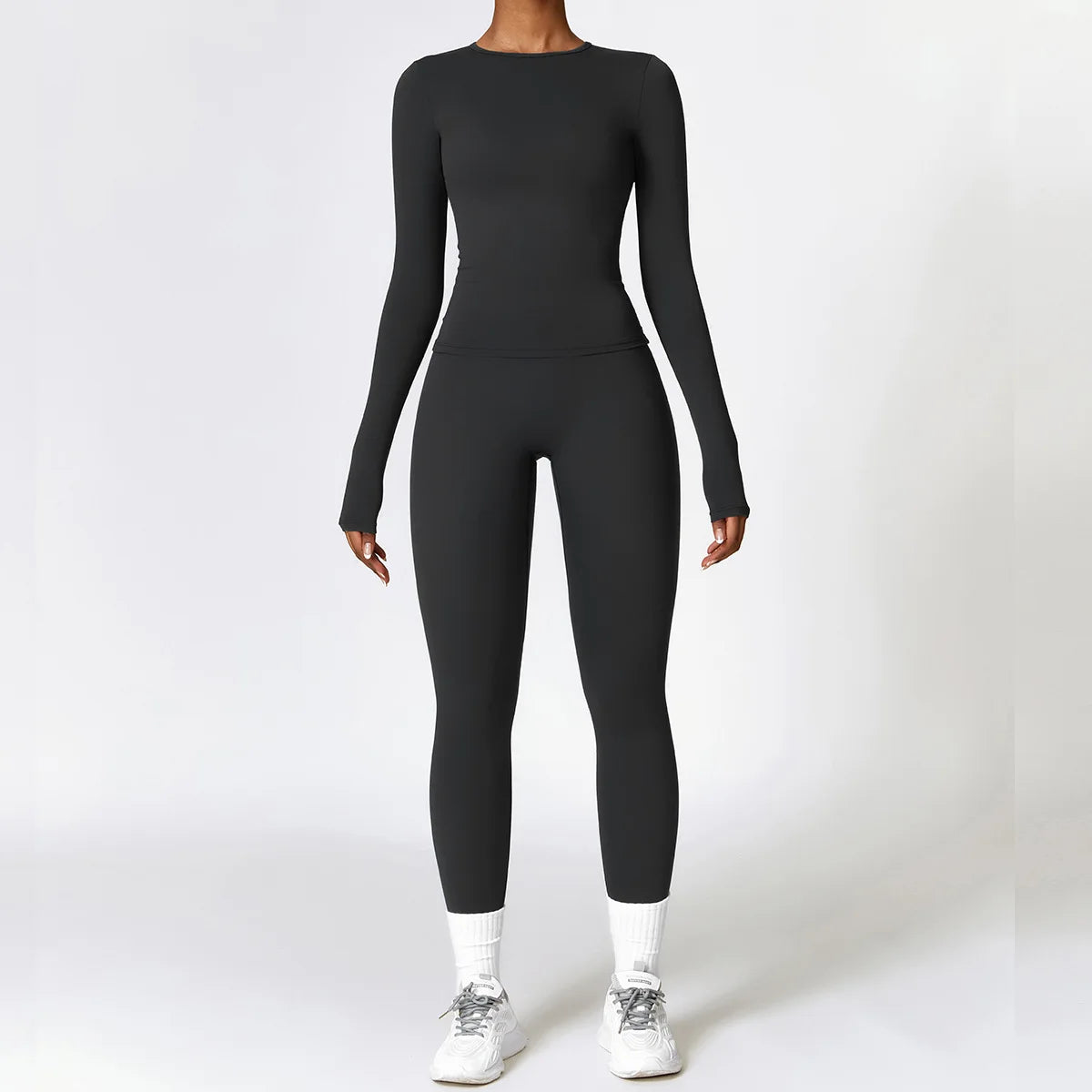 Long-Sleeve Crop Top & High-Waist Leggings Set