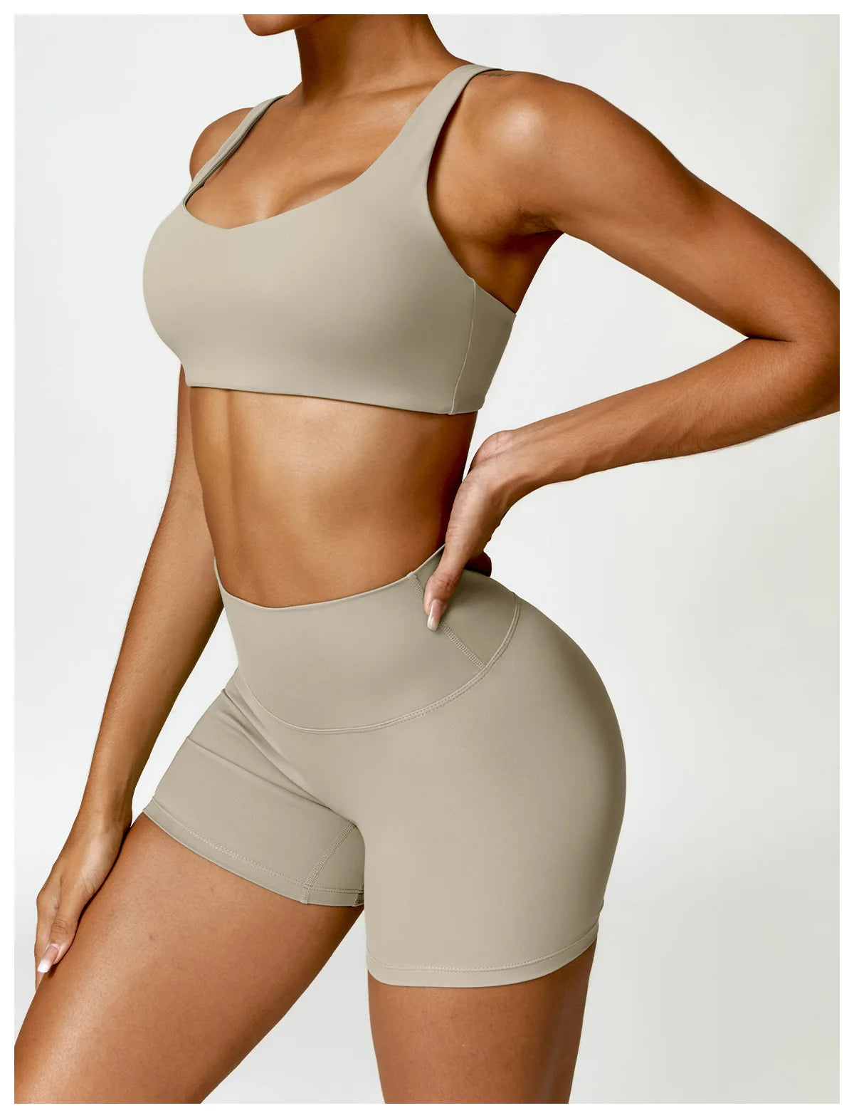 Strappy Padded Bra & High-Waist Shorts Set