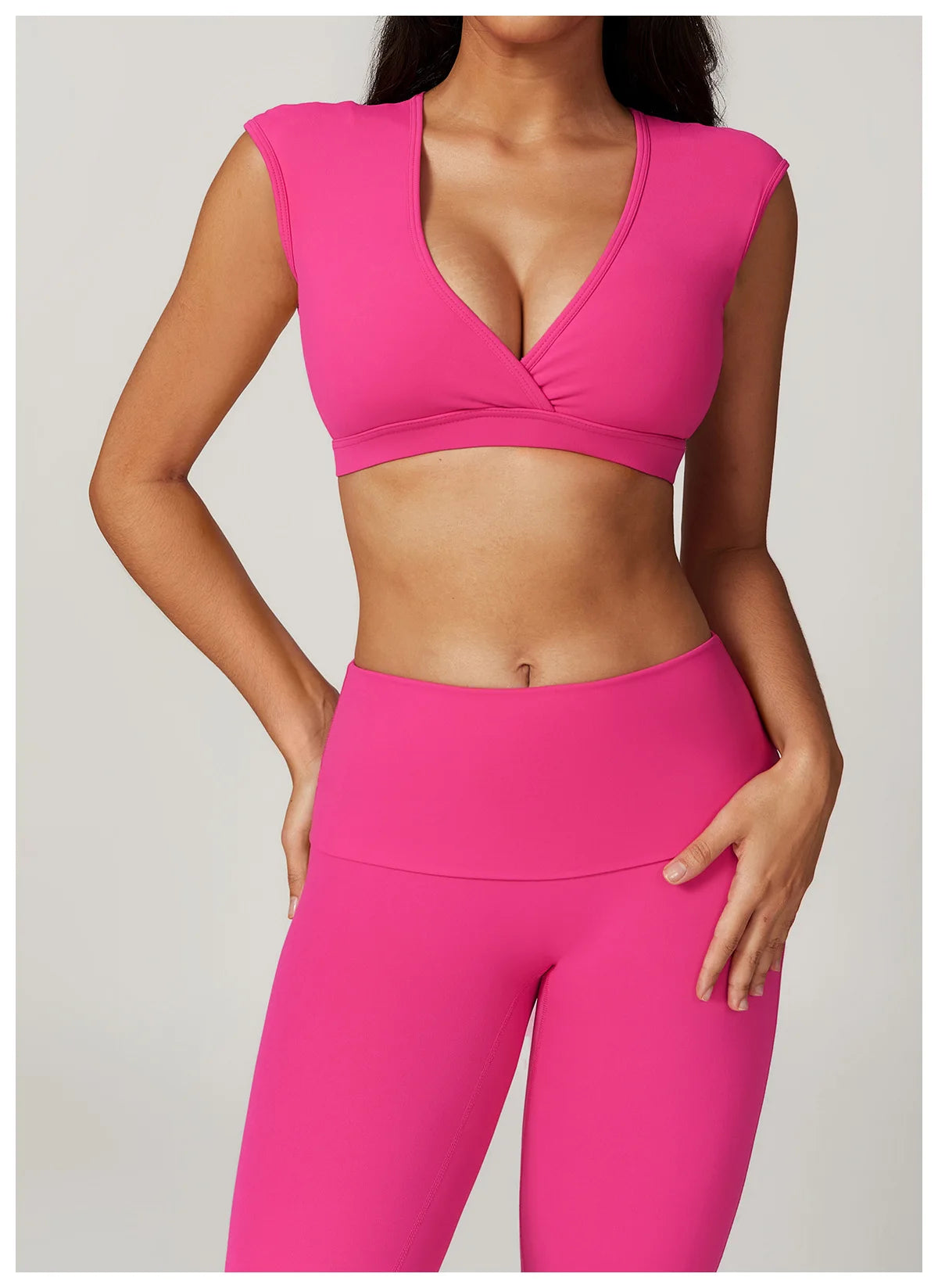 Women's V-Neck Push-Up Padded Sports Bra