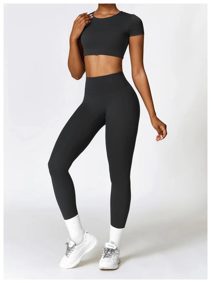 Seamless Crop Top & High-Waist Leggings Set