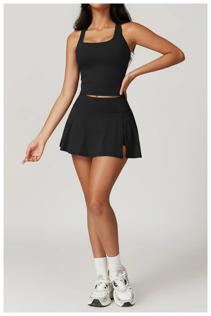 Push-Up Tank Top & High-Waist Skorts Set