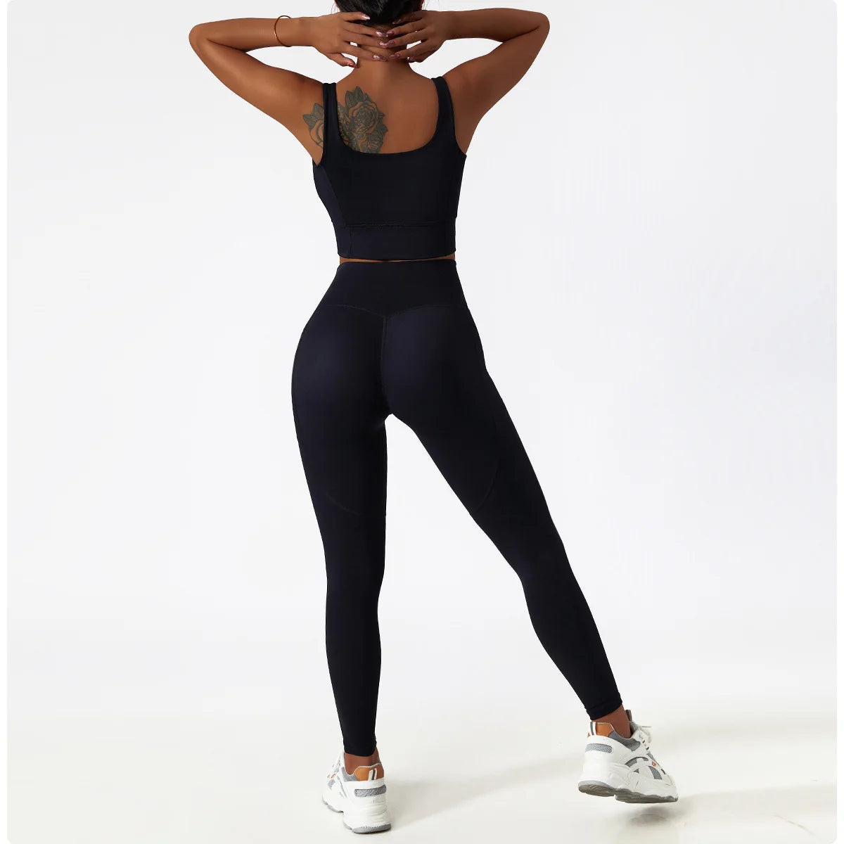 Women's Seamless High-Waist Leggings & Sports Bra Set