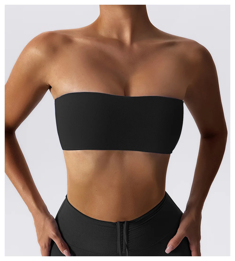 Women's Strapless Padded Push-Up Sports Bra