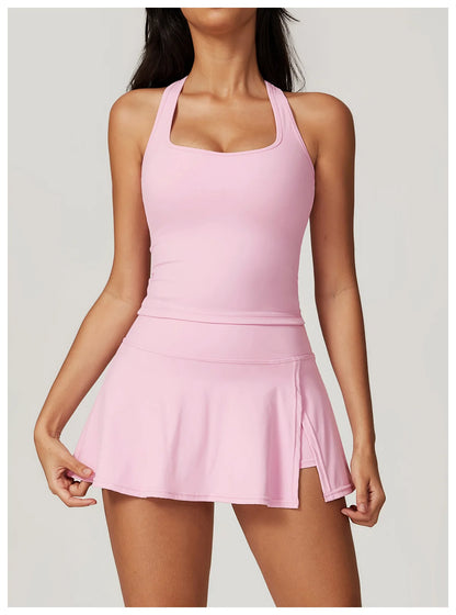 Push-Up Tank Top & High-Waist Skorts Set