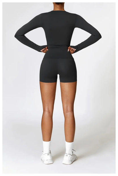 Long-Sleeve Crop Top & High-Waist Leggings Set