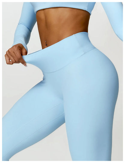 Long Sleeve  Crop Top & High-Waist Leggings Set