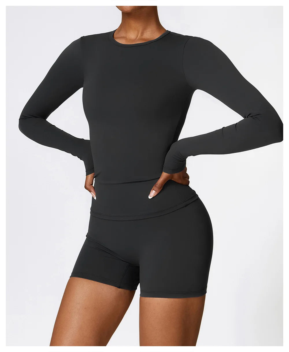 Long-Sleeve Crop Top & High-Waist Leggings Set