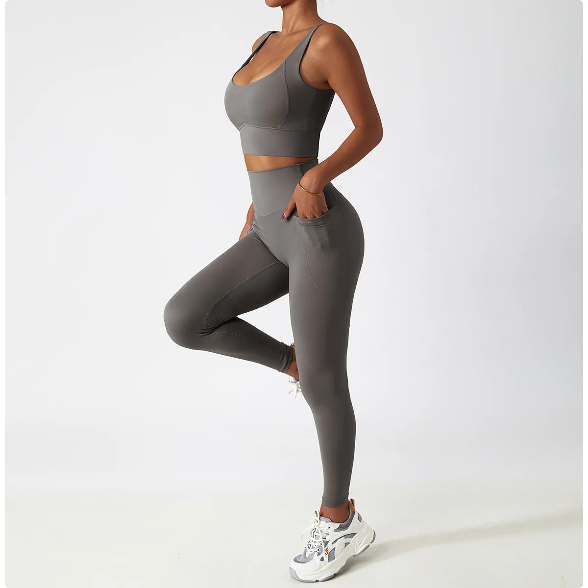 Women's Seamless High-Waist Leggings & Sports Bra Set