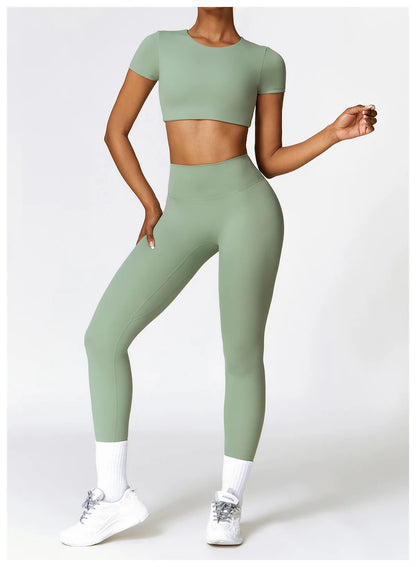 Seamless Crop Top & High-Waist Leggings Set