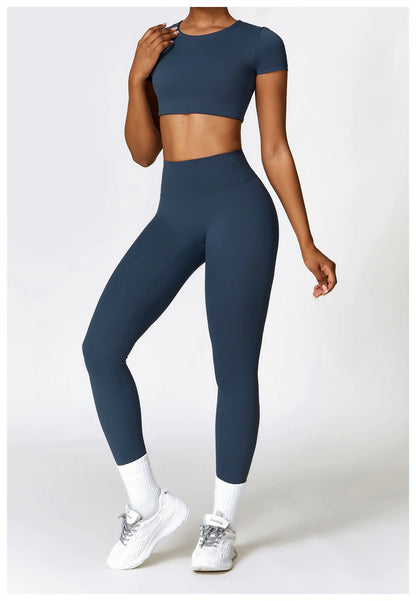 Seamless Crop Top & High-Waist Leggings Set