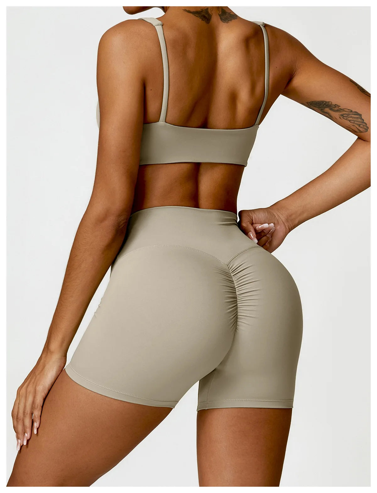 Strappy Padded Bra & High-Waist Shorts Set