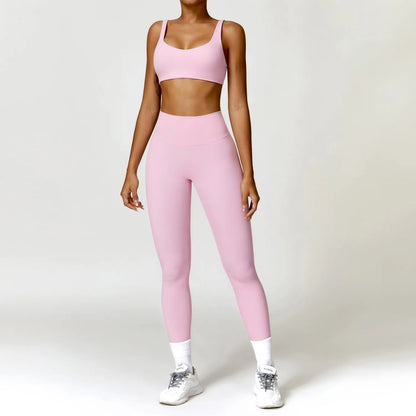 Strappy Padded Bra & High-Waist Leggings Set