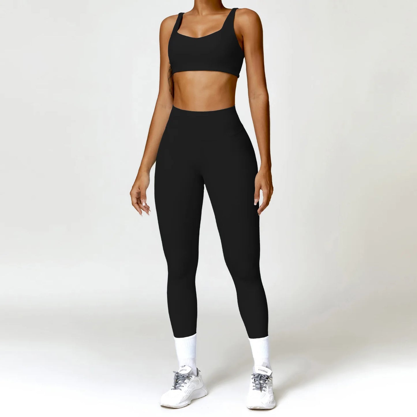 Strappy Padded Bra & High-Waist Leggings Set