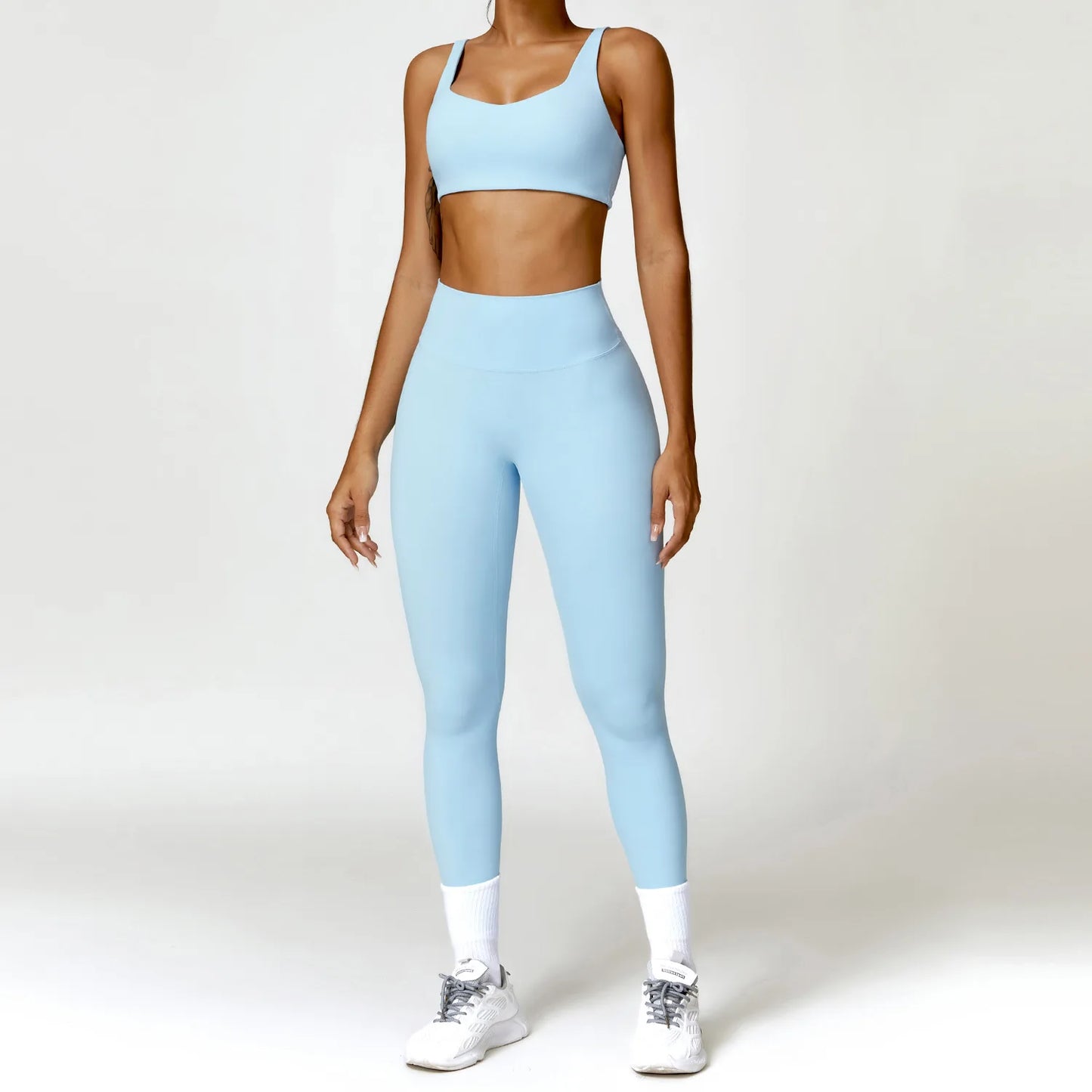 Strappy Padded Bra & High-Waist Leggings Set